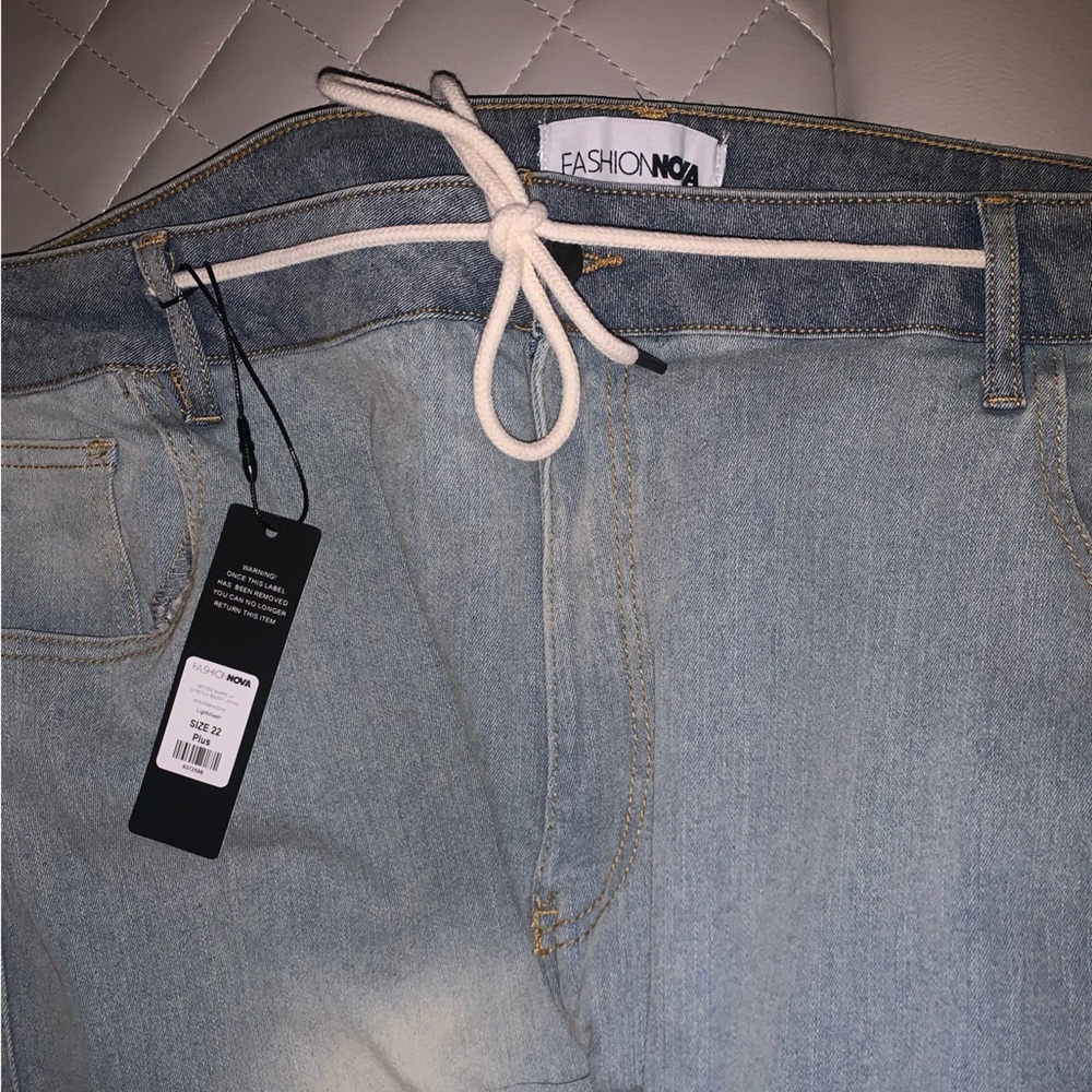 Fashion Nova Patchwork Blue Denim Jeans